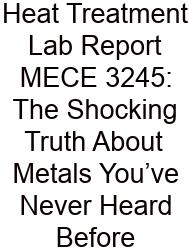 Heat Treatment Lab Report MECE 3245: The Shocking Truth About Metals You’ve Never Heard Before
