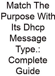 Match The Purpose With Its Dhcp Message Type.: Complete Guide