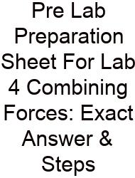 Pre Lab Preparation Sheet For Lab 4 Combining Forces: Exact Answer & Steps